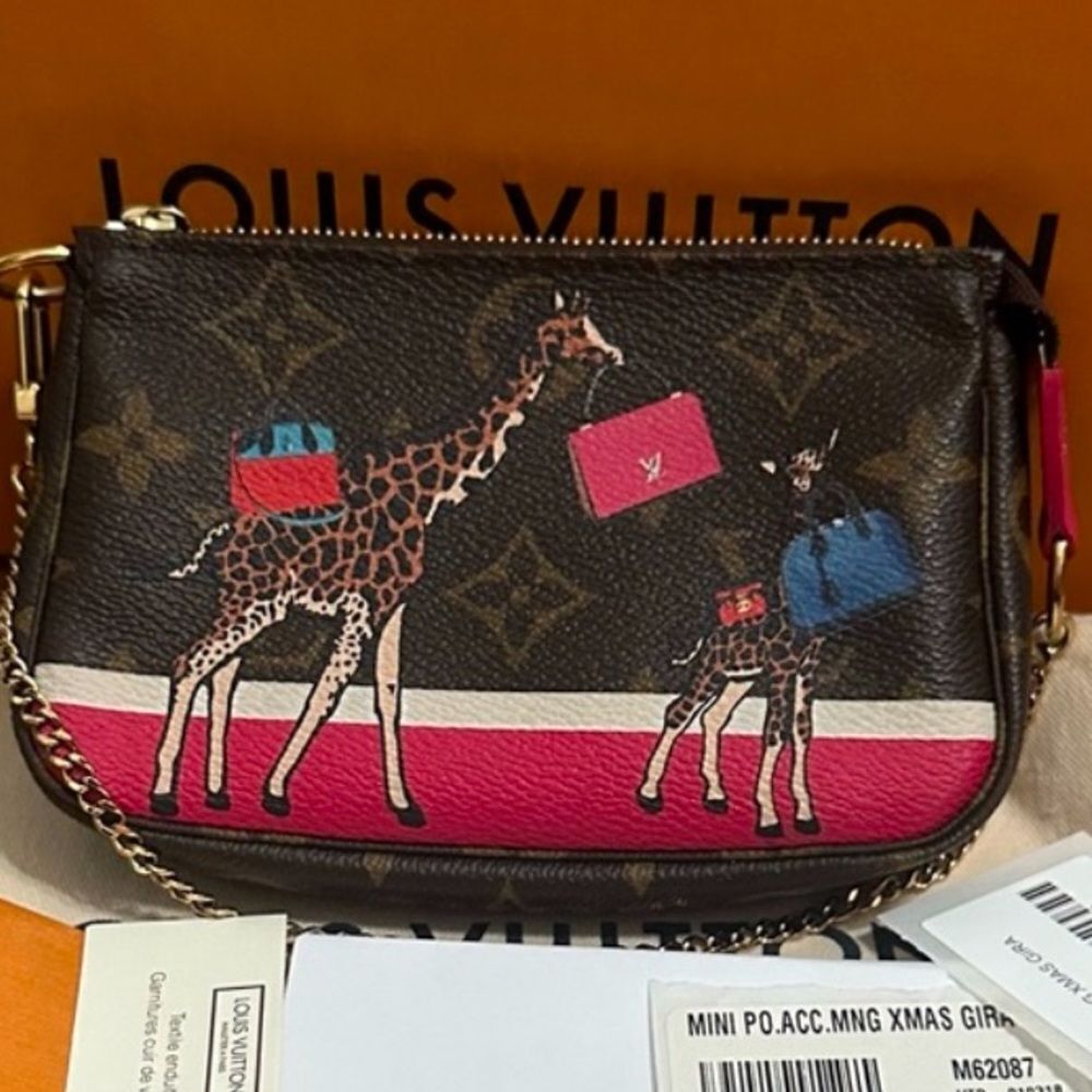 Louis Vuitton Brown Monogram Canvas Pouch with Pink and Blue Accents